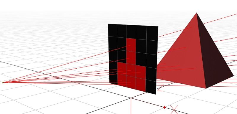 The grid has been filled in so that it displays something vaguely resembling a pyramid