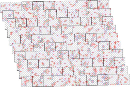 It would be hard to play Minesweeper like this The board is split into 100 squares, each 10x10 cells. They are slightly overlapping in this view